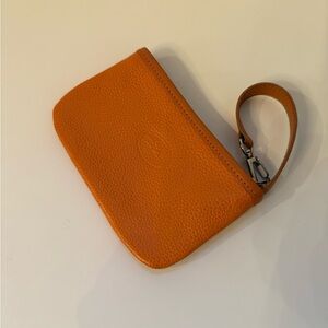 Longchamp Vintage Orange Leather Wristlet